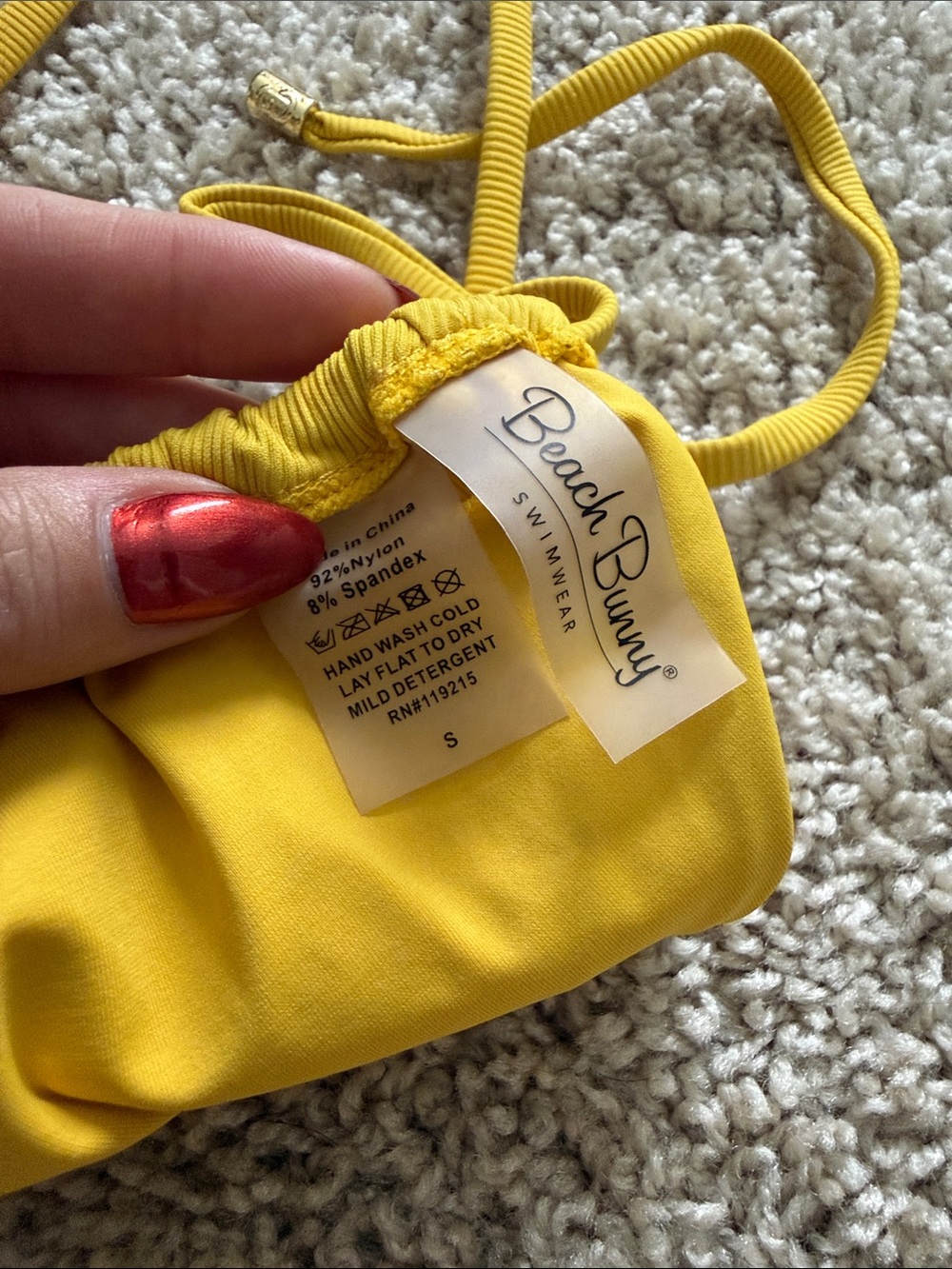 Beach Bunny Mustard Yellow Ribbed Triangle Bikini - Picture 2 of 5